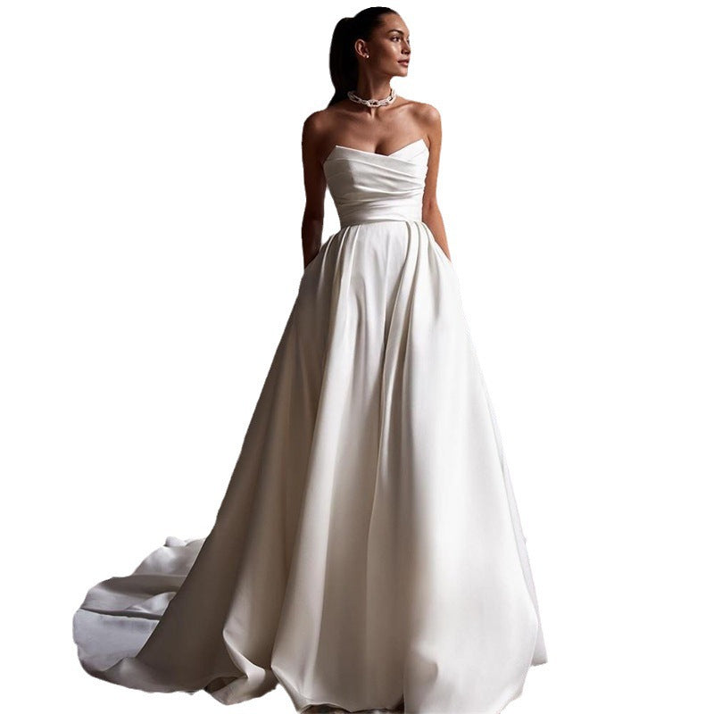 Four Seasons New Style White Satin Simple Dress