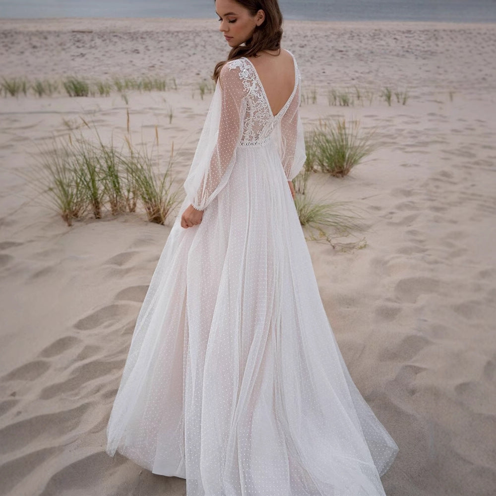 Wish Mesh Split New Light Women's Wedding Dress